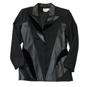 Vintage Joseph Ho Wool Blazer Leather Embellishments Beading Sz 8